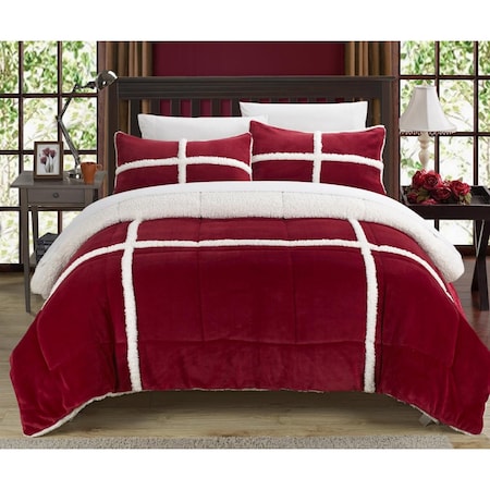 Cindy Mink Sherpa Lined X-Long Comforter Set - Red - Twin - 2 Piece, 2PK